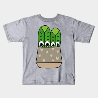 Cute Cactus Design #268: Cacti In Soft Hearts Pot Kids T-Shirt